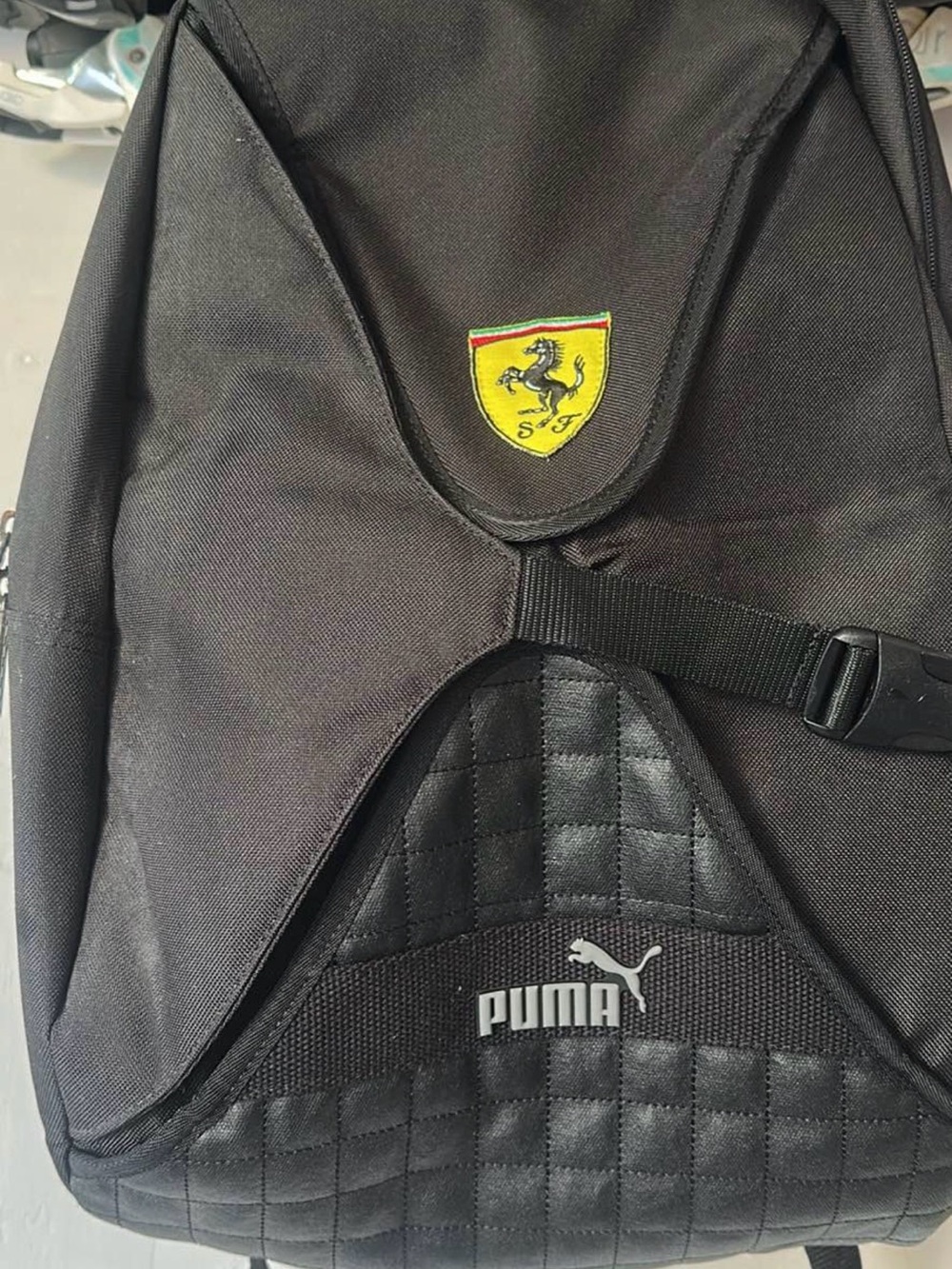 Puma Black Backpack with Yellow Shield Accent